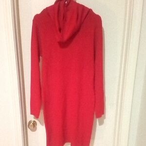 Red Hooded Sweater Dress